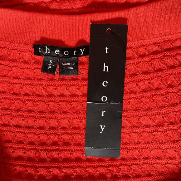 Theory Womens Skirt Rortie Scarlet Red Textured Flare 16" Knit Womens Small - Picture 4 of 5